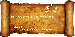 Bukovics Lóránt névjegykártya